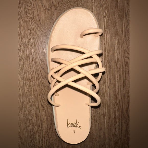 Beek Peep Nude Strappy Sandals Genuine Leather - Picture 9 of 16